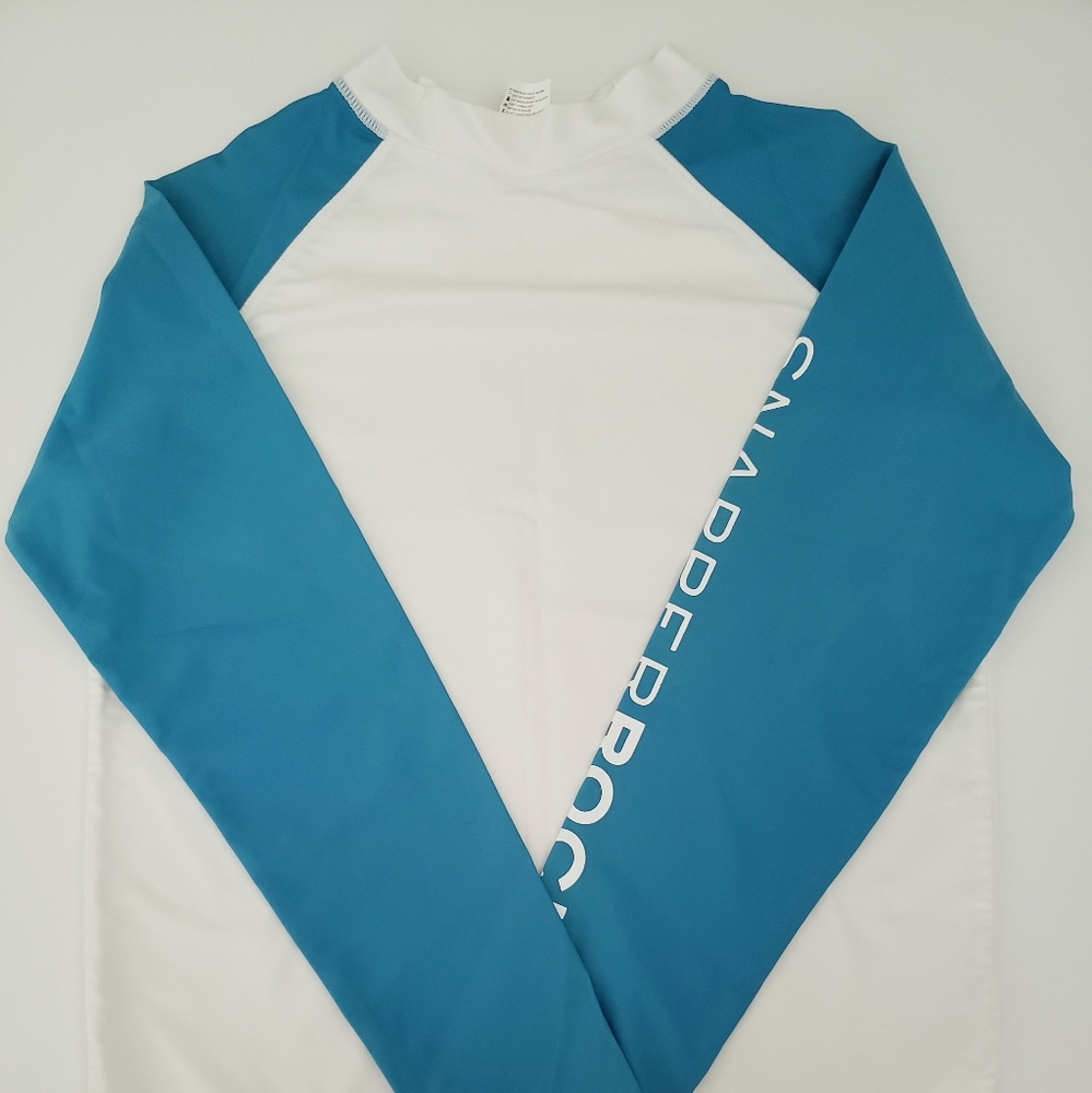 Snapper Rock White with Blue Long Sleeve Rash Top